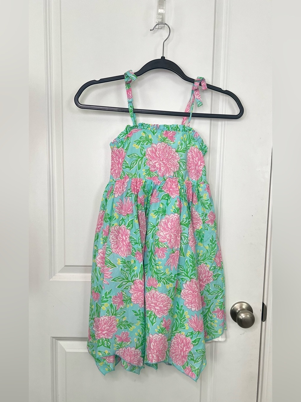 Tommy Bahama Floral Tropical Asymmetrical Hem Lined Dress Little Girl Sz 8~7-8yo